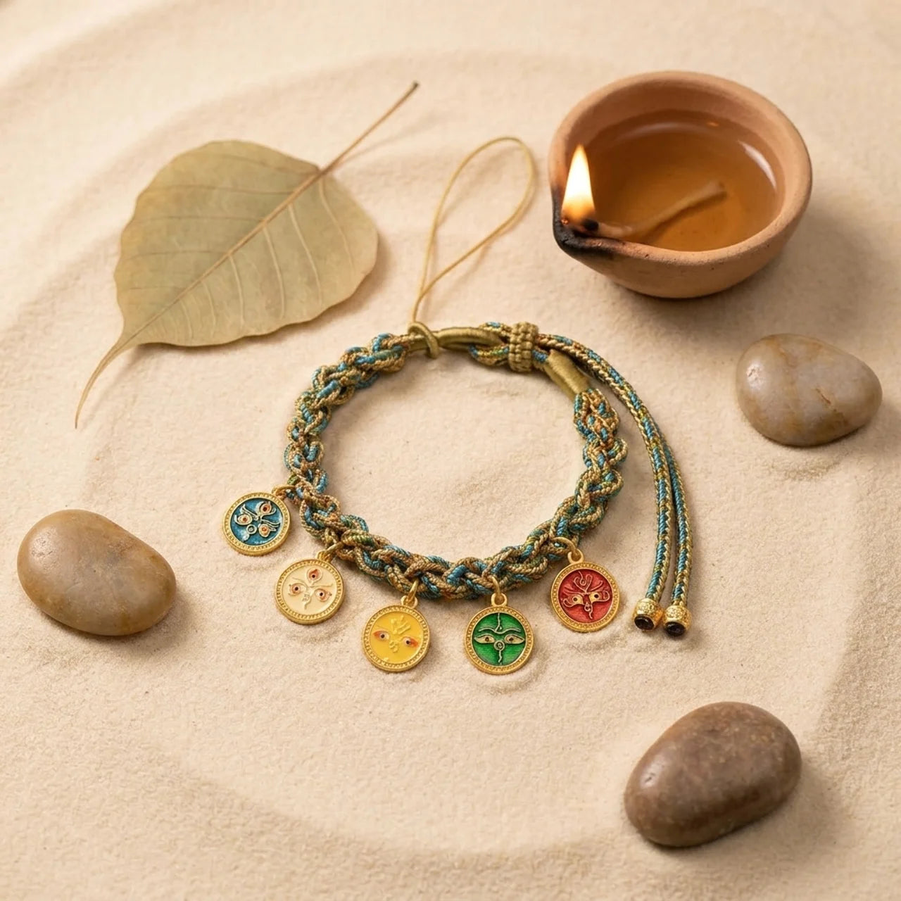 Five God of Wealth Braided String Bracelet