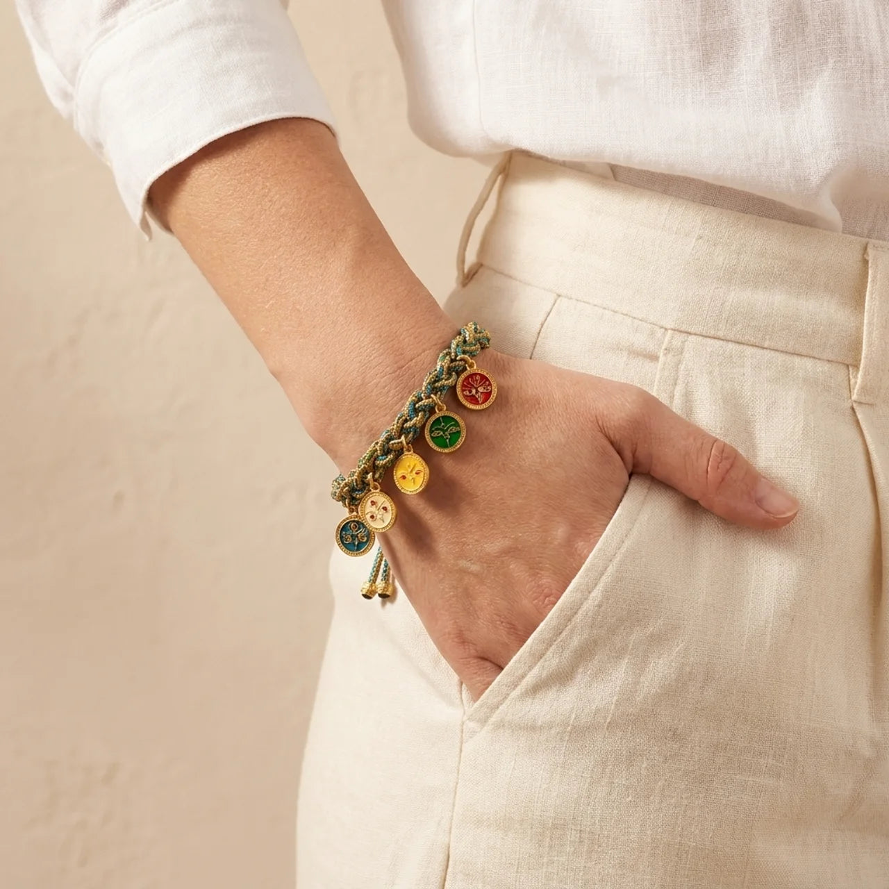 Five God of Wealth Braided String Bracelet