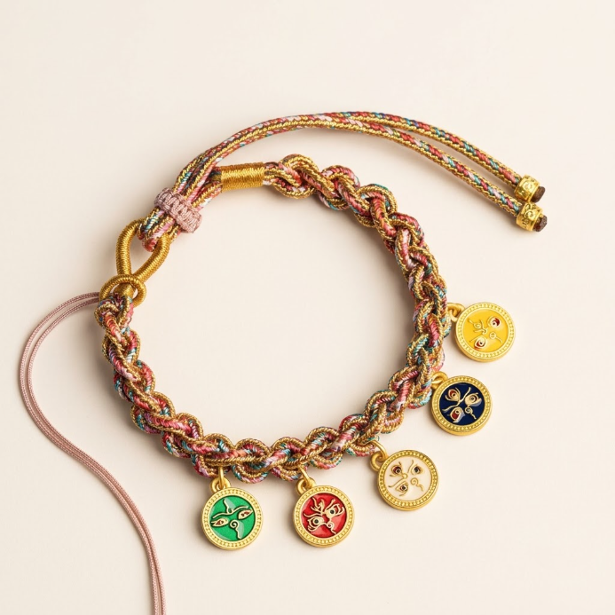 Bracelet tressé des cinq dieux de la richesse