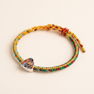 Fu Character Red String Sterling Silver Bracelet