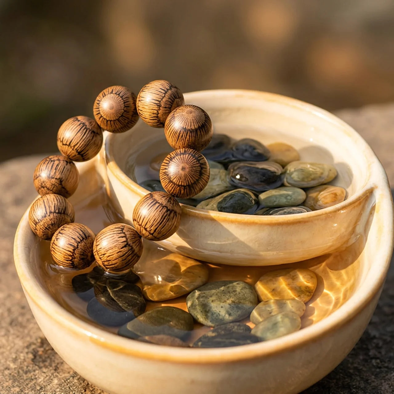 Gnetum Wood Bead Protection Bracelet
