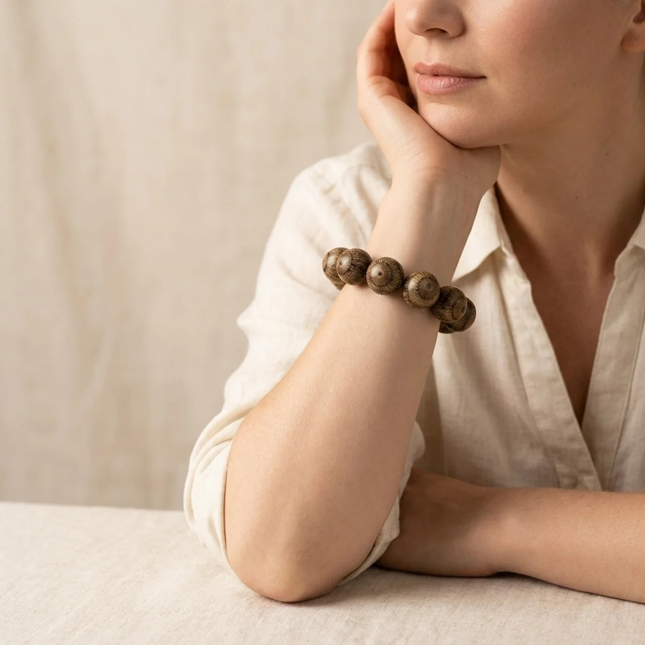 Gnetum Wood Bead Protection Bracelet