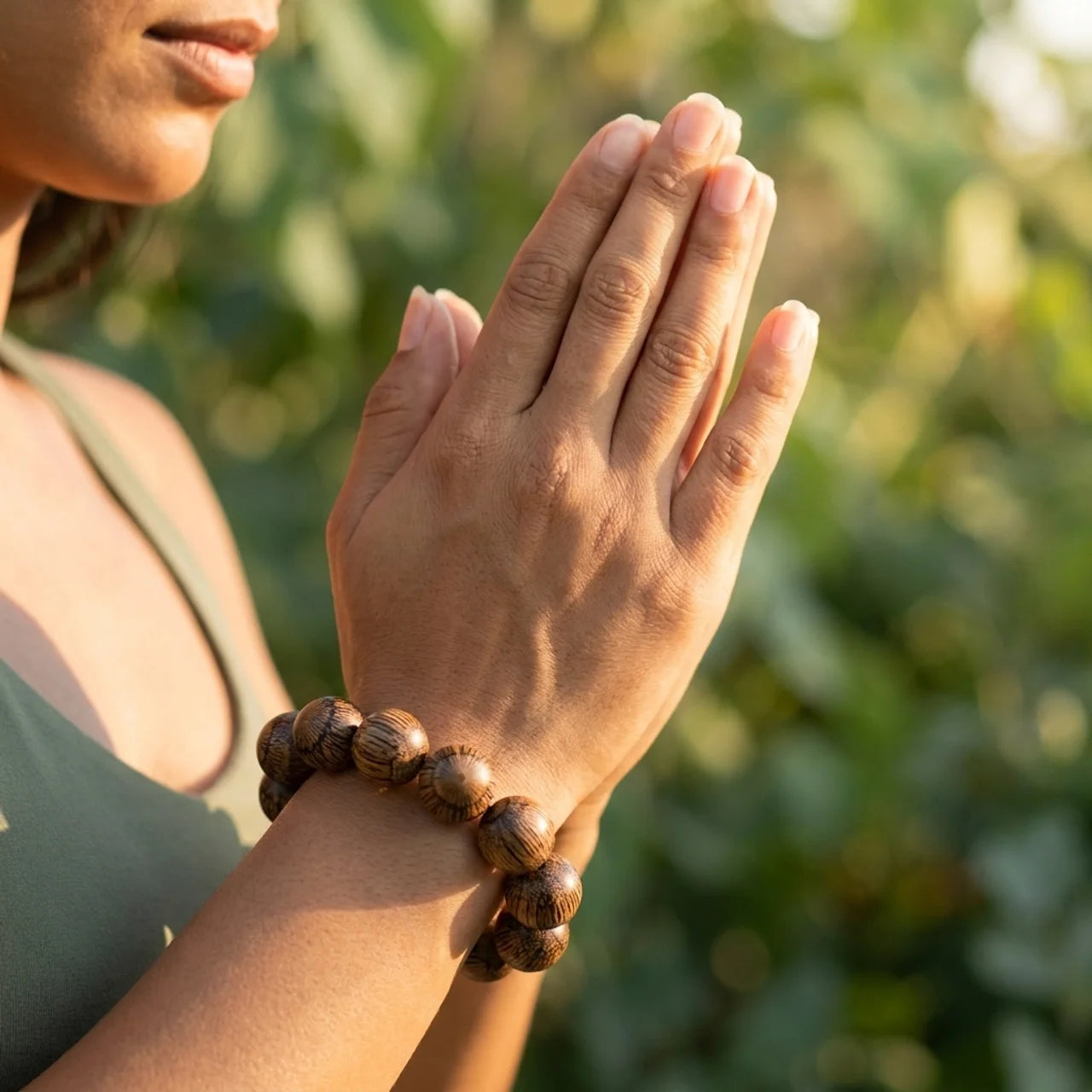 Gnetum Wood Bead Protection Bracelet