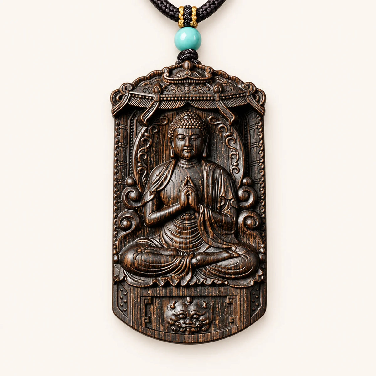 Natural Agarwood Guardian Buddha Pendant Necklace