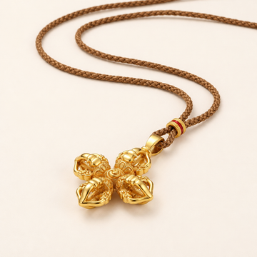 Halsband med korsad Vajra Dorje i guldfärgad finish