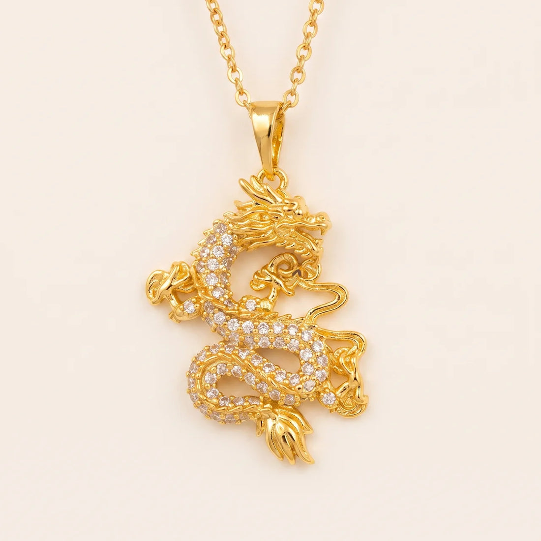 Gold Dragon Protection Pendant Necklace