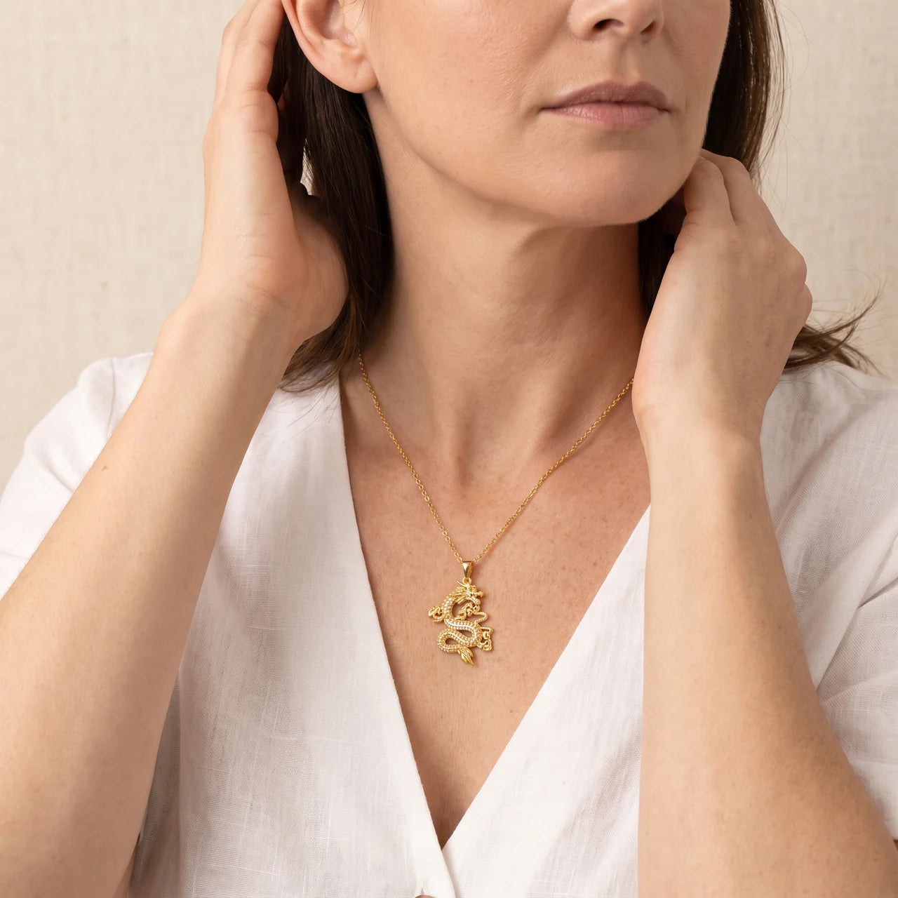 Gold Dragon Protection Pendant Necklace