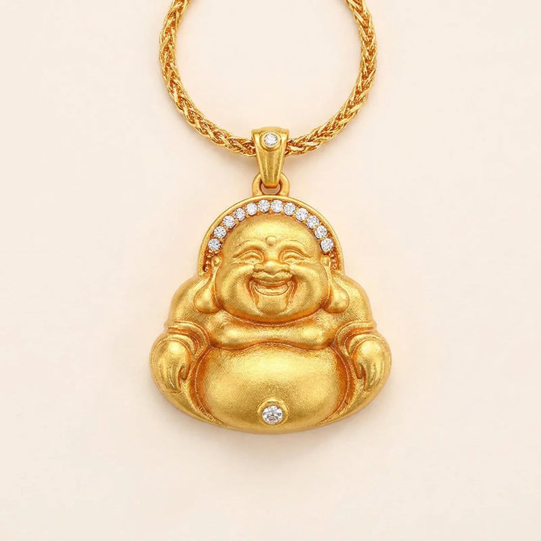 Gold Plated Laughing Buddha Pendant Necklace
