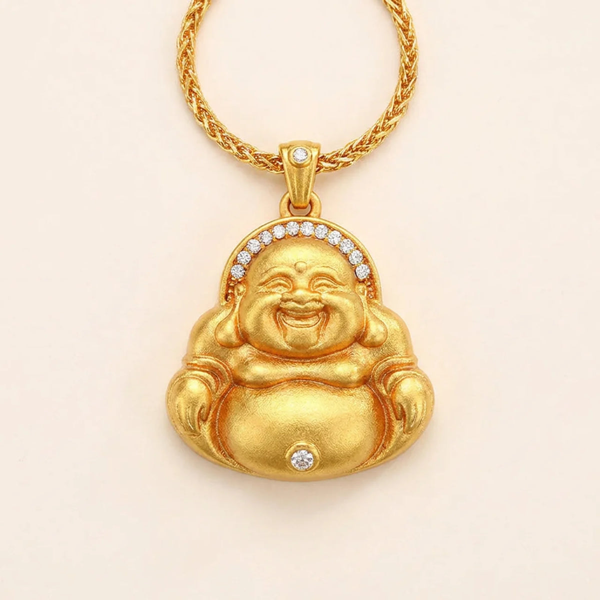 Gold Plated Laughing Buddha Pendant Necklace