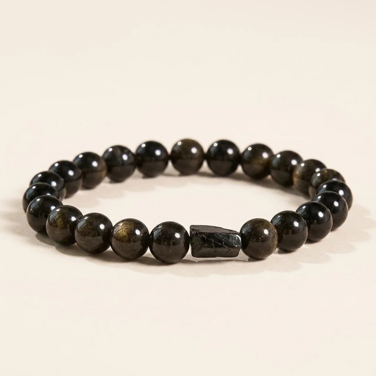 Gold Sheen Obsidian Black Tourmaline Wealth Bracelet