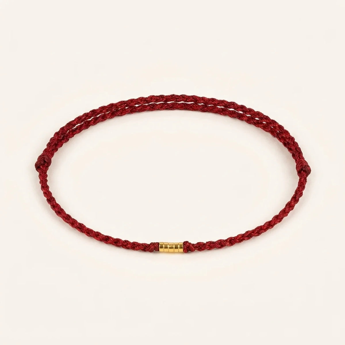 Bracelet / Bracelet de Cheville Fil Rouge Tressé à Perle Dorée
