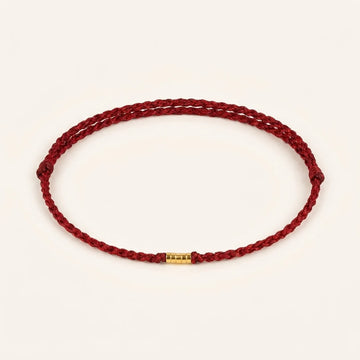 Bracelet / Bracelet de Cheville Fil Rouge Tressé à Perle Dorée