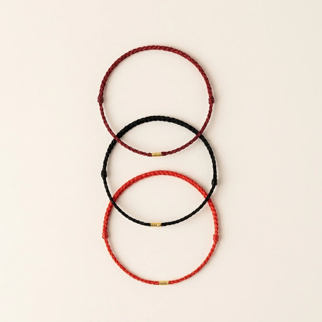 Gold Bead Red String Braided Bracelet Anklet