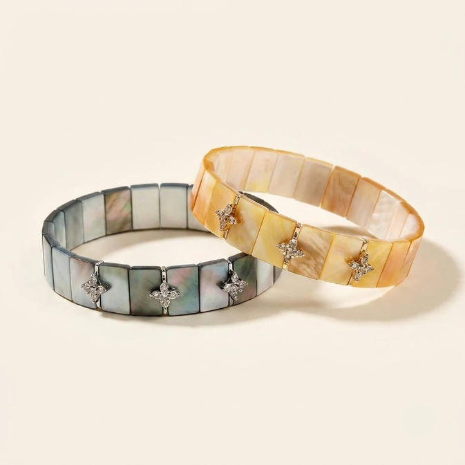 Golden Mother of Pearl Star Tile Bracelet