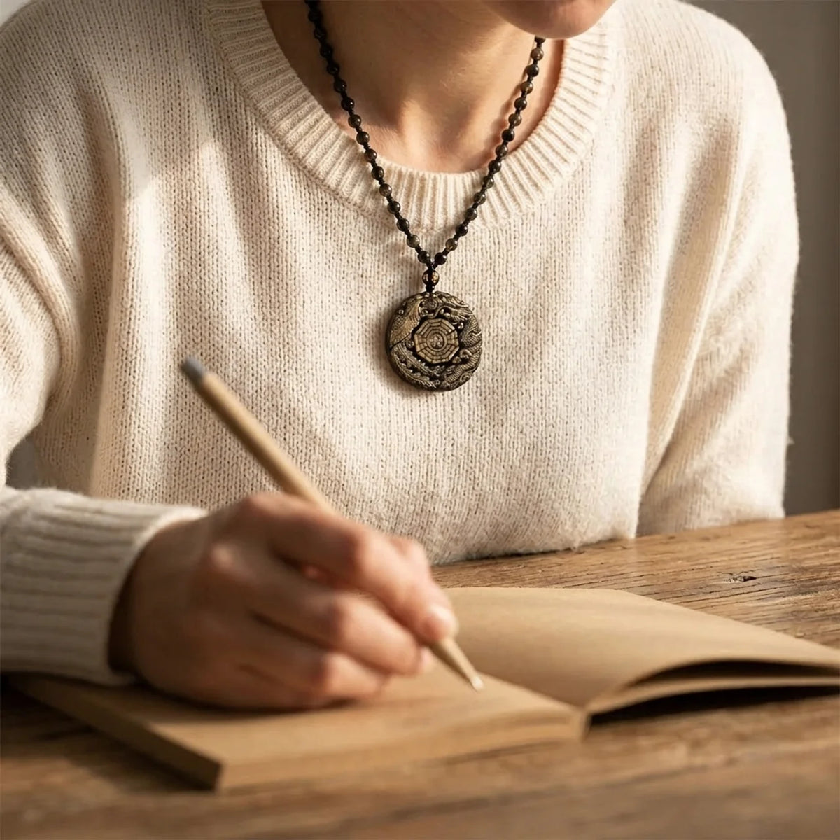 Golden Obsidian Yin Yang Pendant Necklace