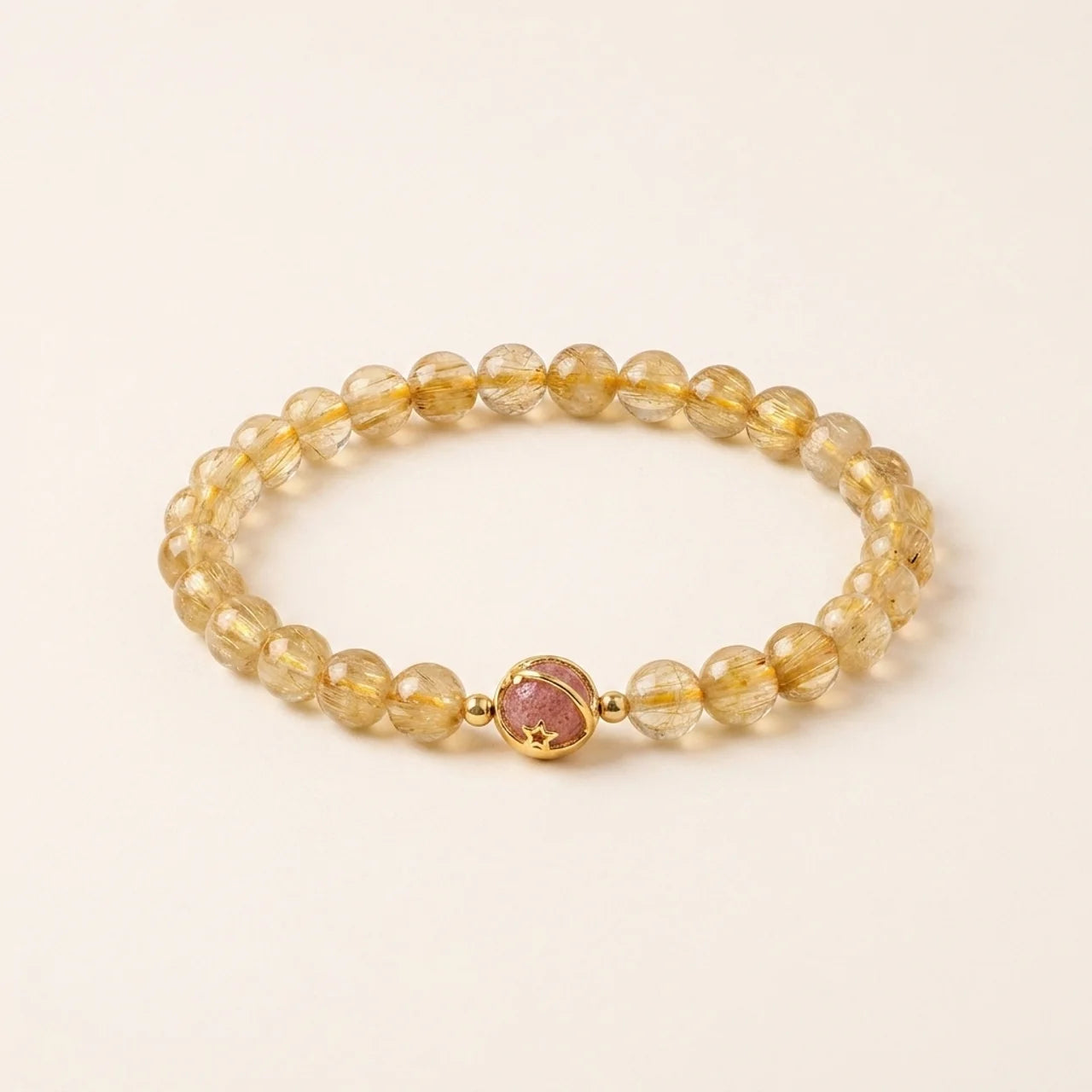 Golden Rutilated Strawberry Star Bracelet