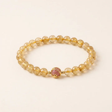 Golden Rutilated Strawberry Star Bracelet