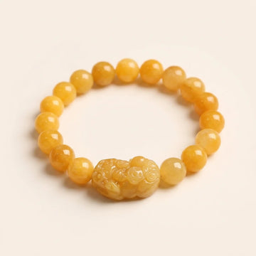 Golden Silk Jade Pixiu Bracelet