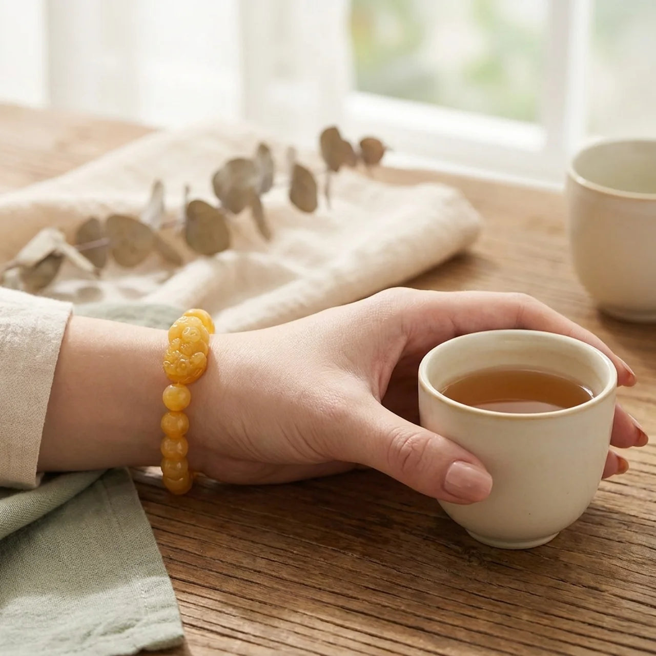 Golden Silk Jade Pixiu Bracelet