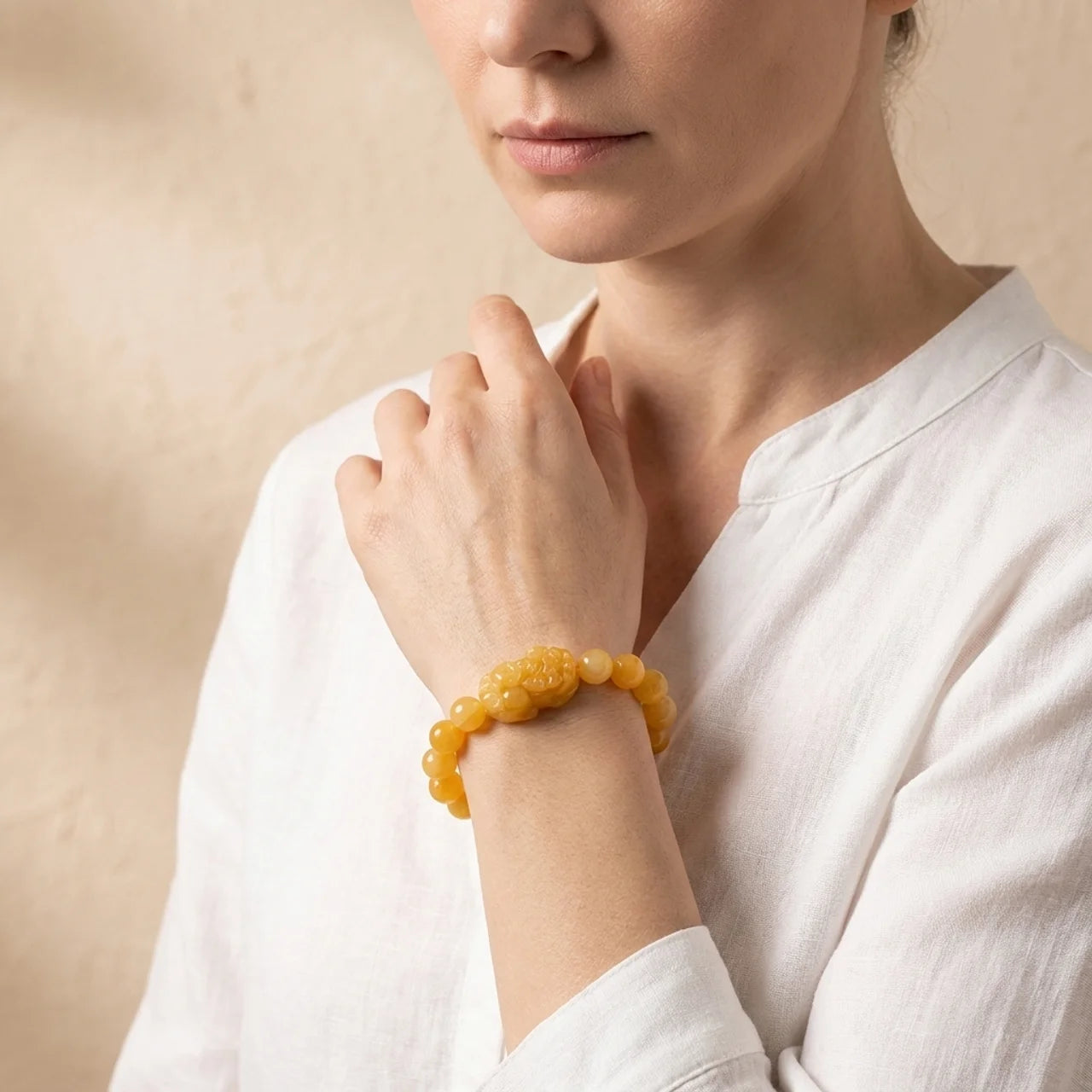 Golden Silk Jade Pixiu Bracelet