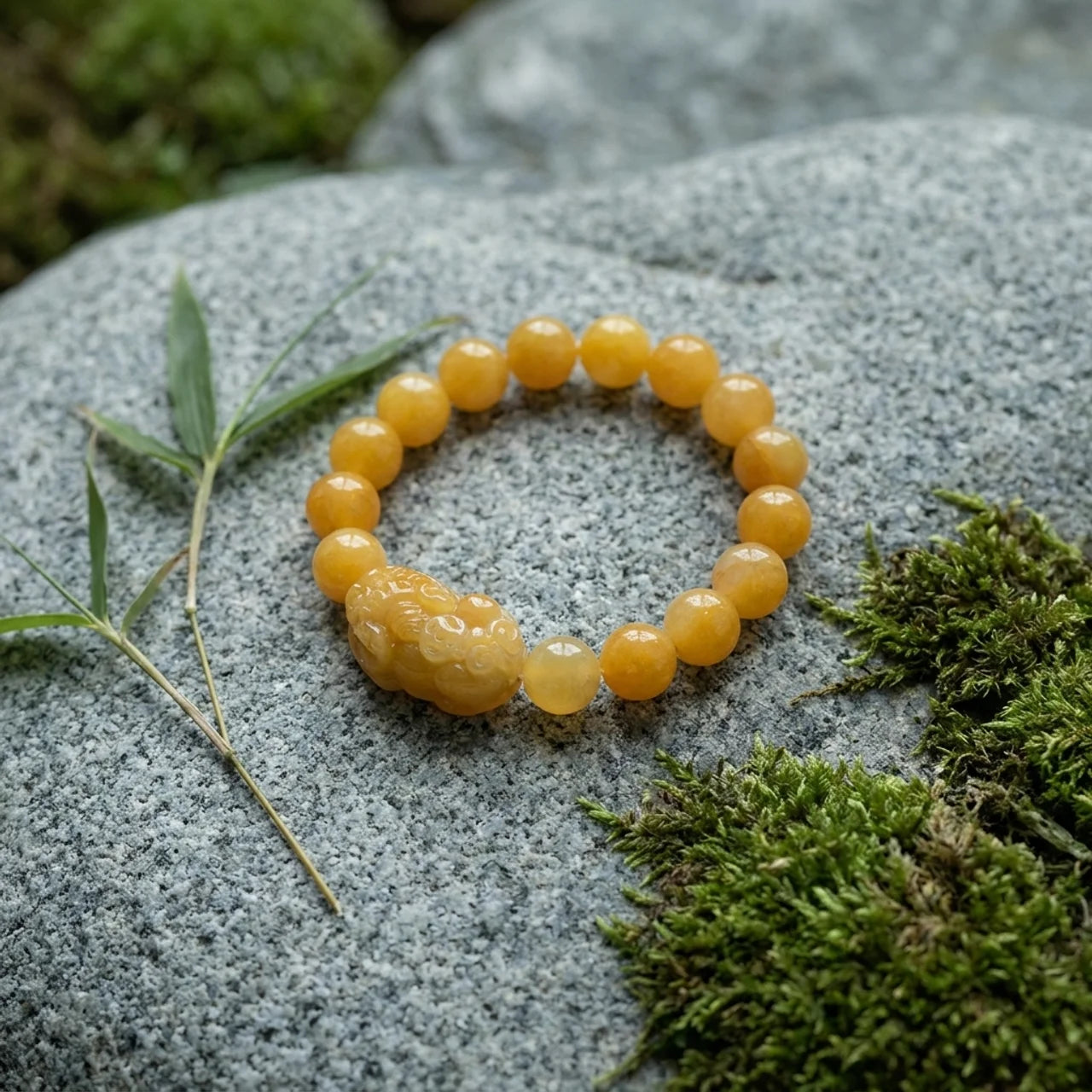 Golden Silk Jade Pixiu Bracelet