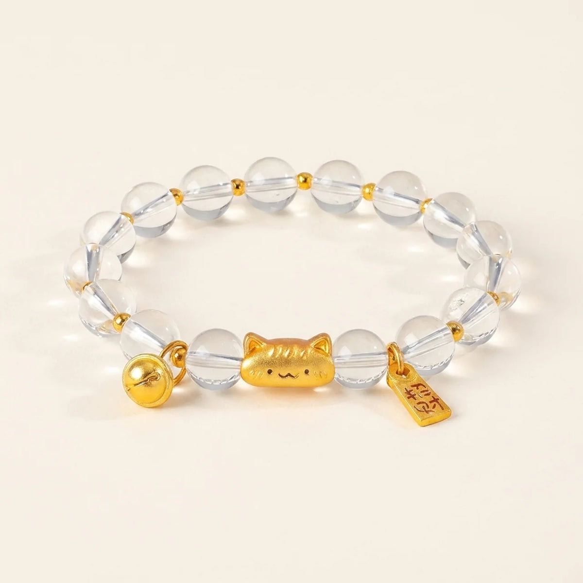 Golden Tiger Eye Fortune Cat Beaded Bracelet