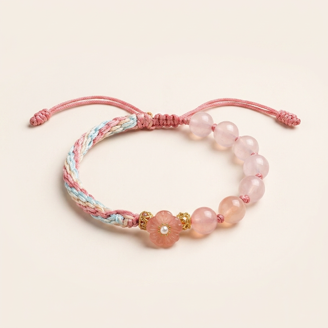 Gradient Agate Peach Blossom Knot Bracelet