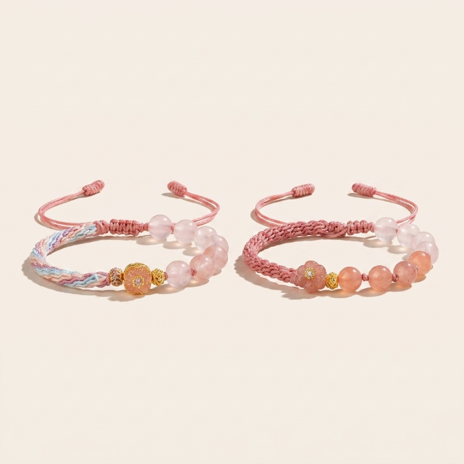 Gradient Agate Peach Blossom Knot Bracelet