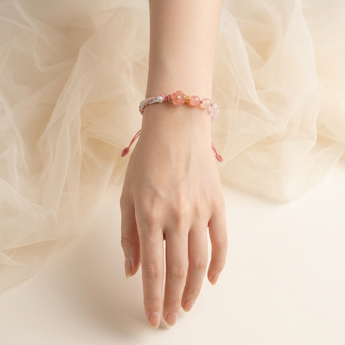Gradient Agate Peach Blossom Knot Bracelet