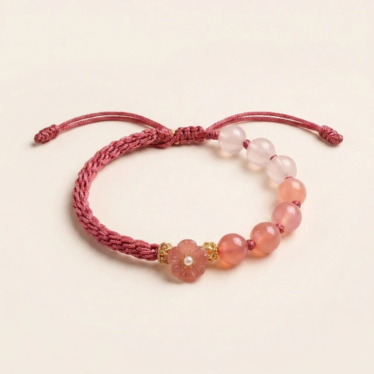 Gradient Agate Peach Blossom Knot Bracelet