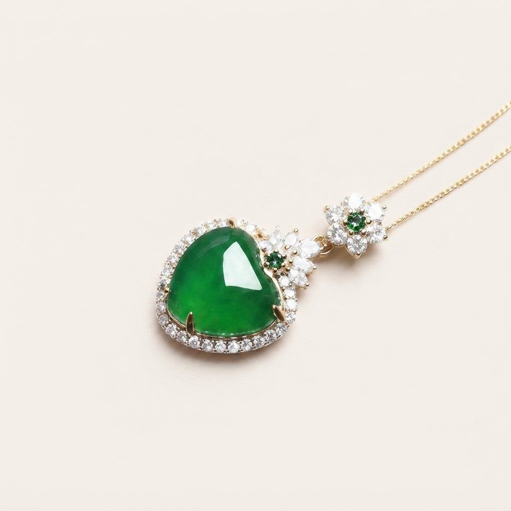 Green Chalcedony Heart Pendant Necklace