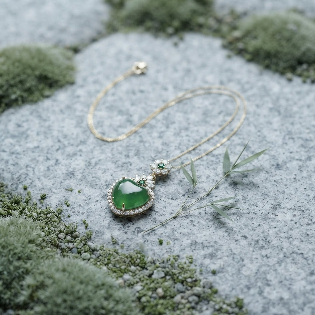 Green Chalcedony Heart Pendant Necklace