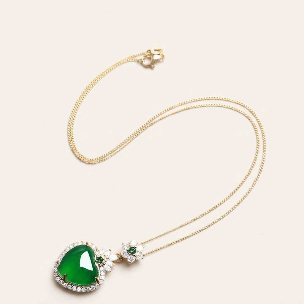 Green Chalcedony Heart Pendant Necklace