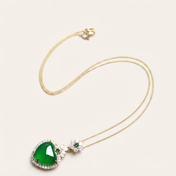 Green Chalcedony Heart Pendant Necklace