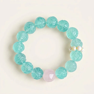 Bracelet en fluorite verte et cristal rose