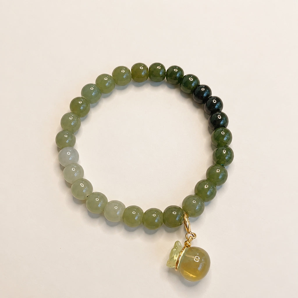 Bracelet sac d'argent en jade vert de Hetian