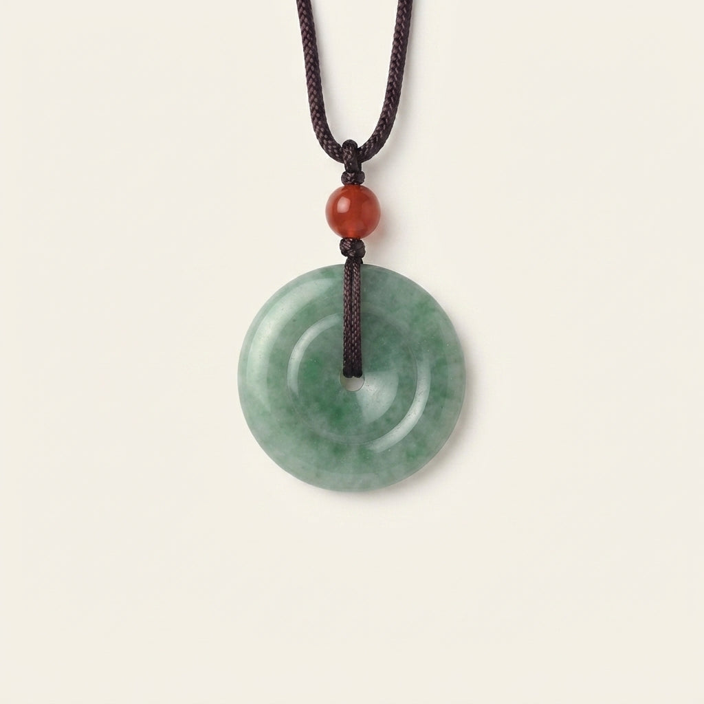 Green Jade Double Peace Buckle Necklace