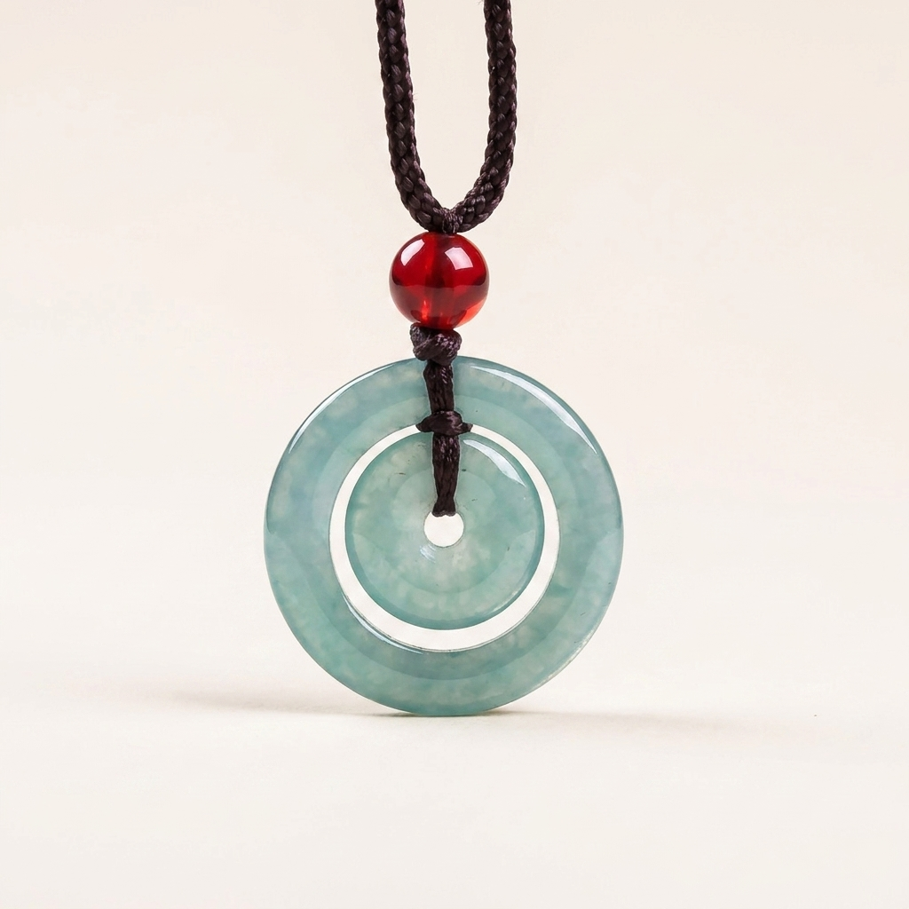 Green Jade Double Peace Buckle Necklace