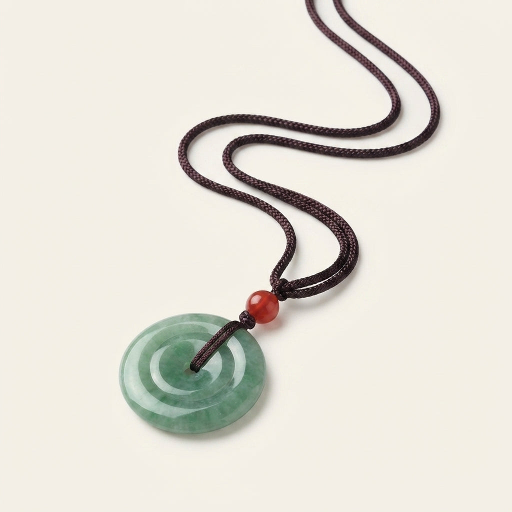 Green Jade Double Peace Buckle Necklace
