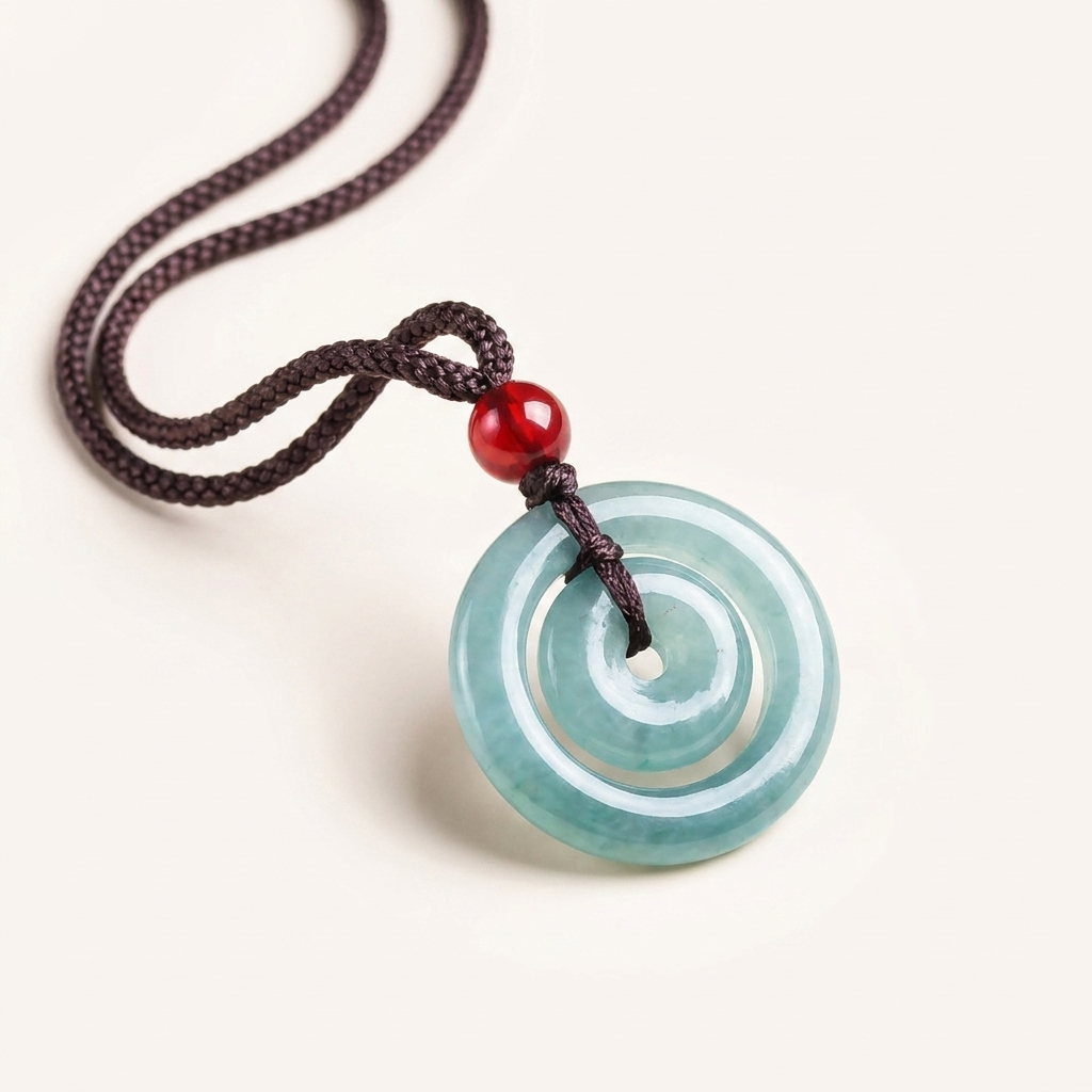 Green Jade Double Peace Buckle Necklace