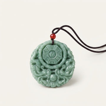 Green Jade Dragon Yin Yang Pendant Necklace