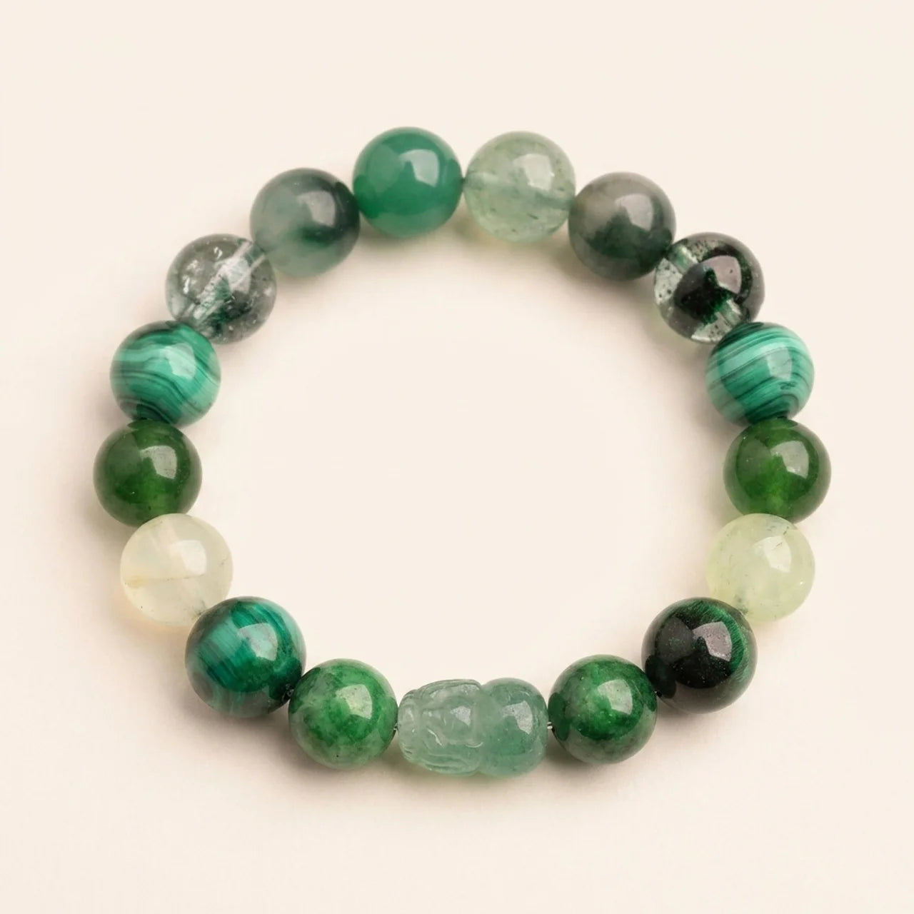 Green Moss Agate Strawberry Quartz Bracelet