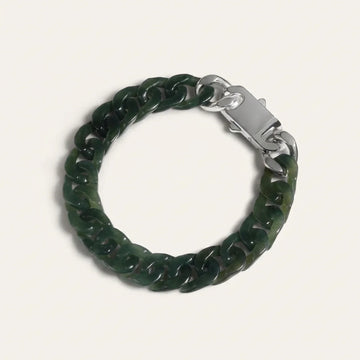 Green Nephrite Jade Cuban Link Bracelet