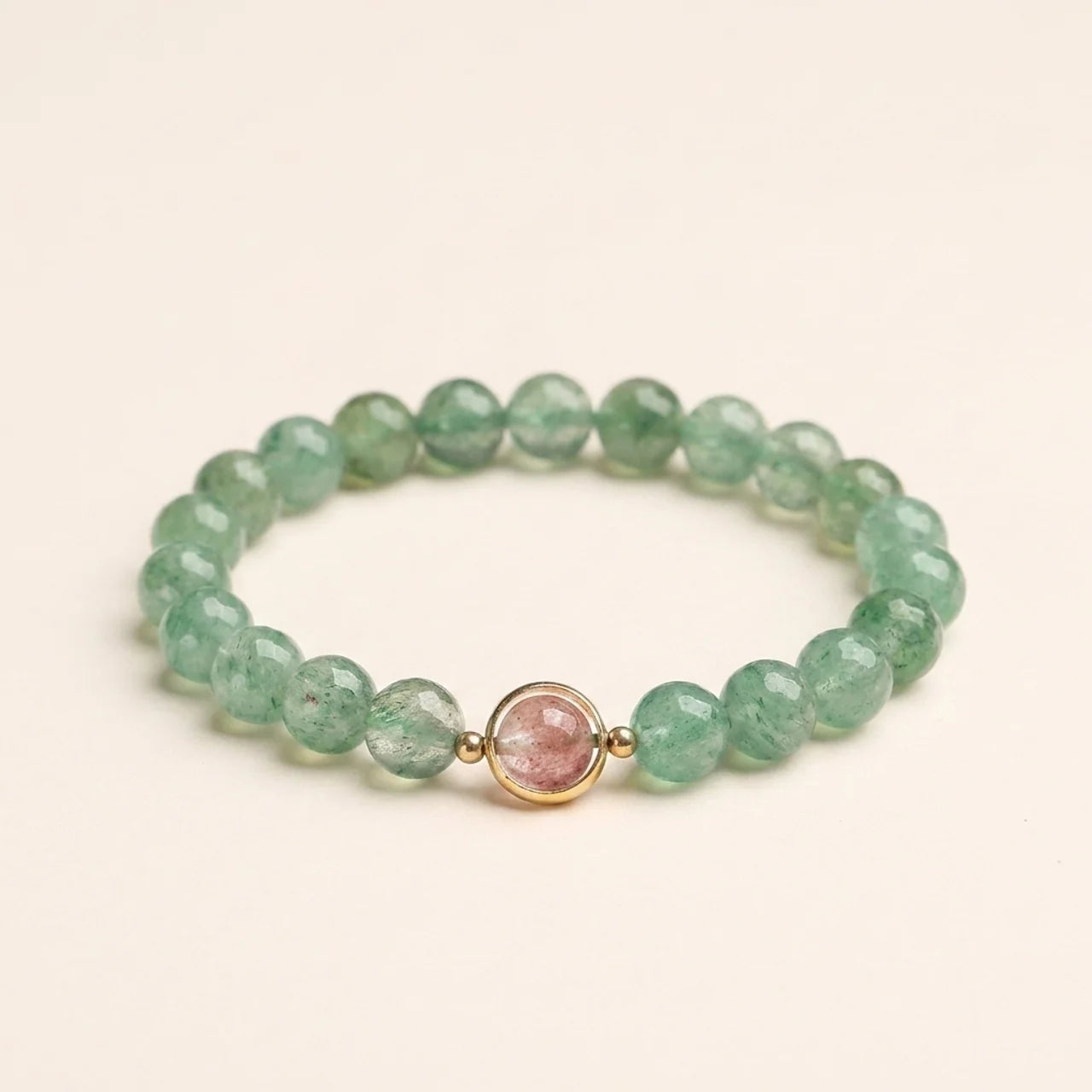 Green Strawberry Quartz Beaded Bracelet