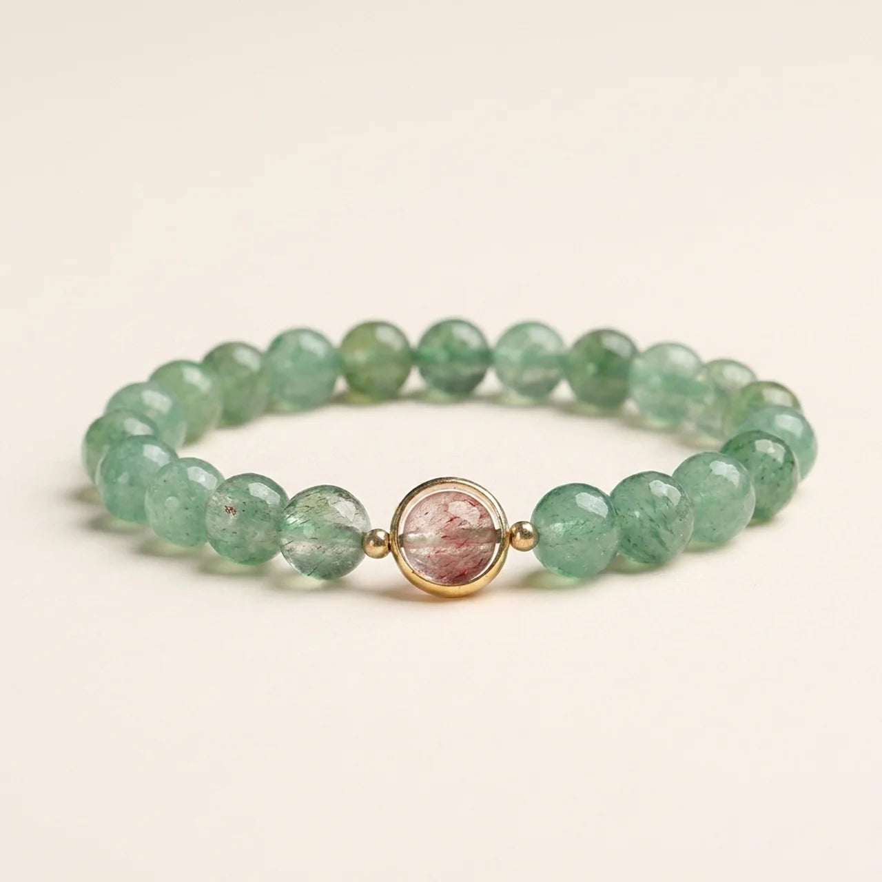 Green Strawberry Quartz Beaded Bracelet