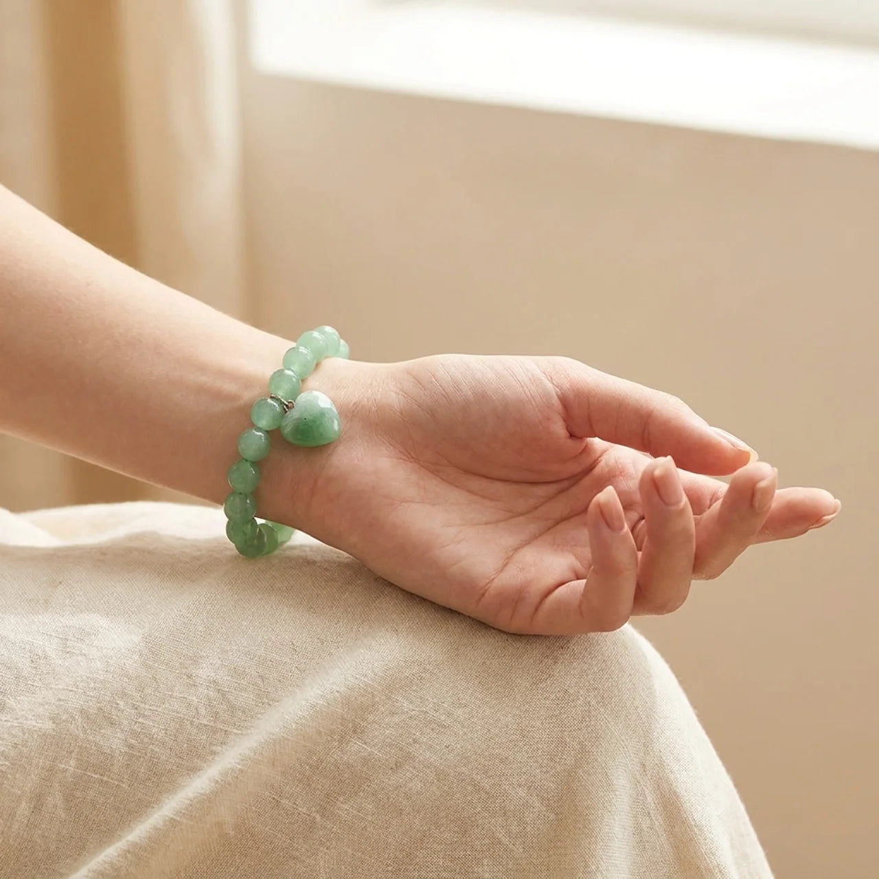 Green Aventurine Love Heart Balance Bracelet