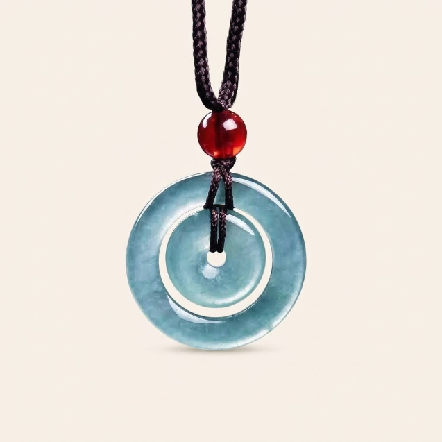 Green Jade Double Peace Buckle Necklace