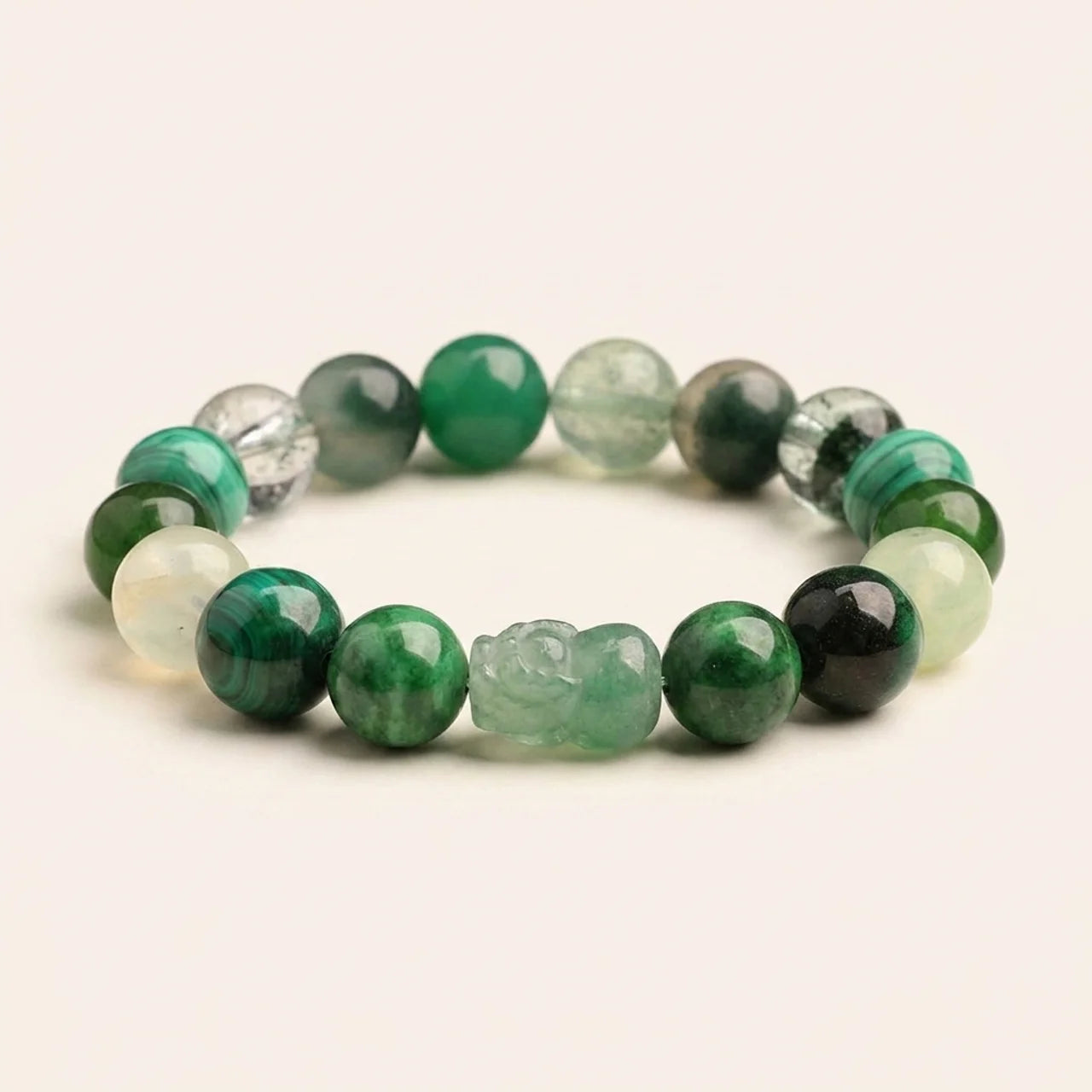 Green Moss Agate Strawberry Quartz Bracelet