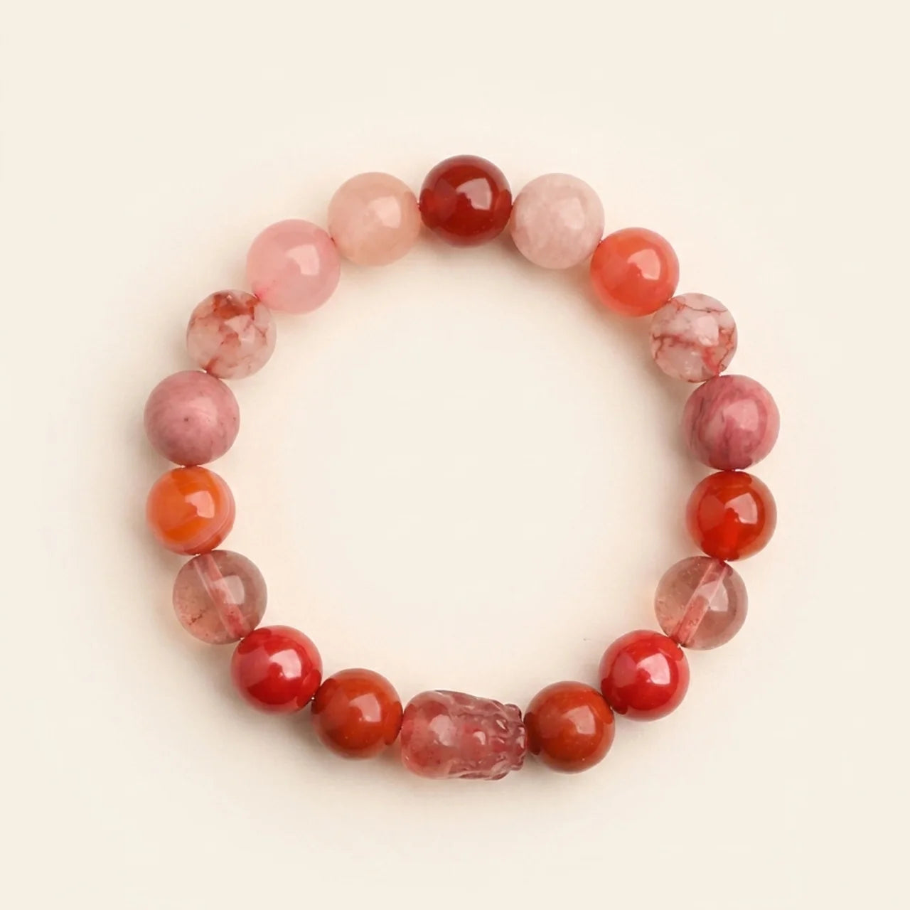 Green Moss Agate Strawberry Quartz Bracelet
