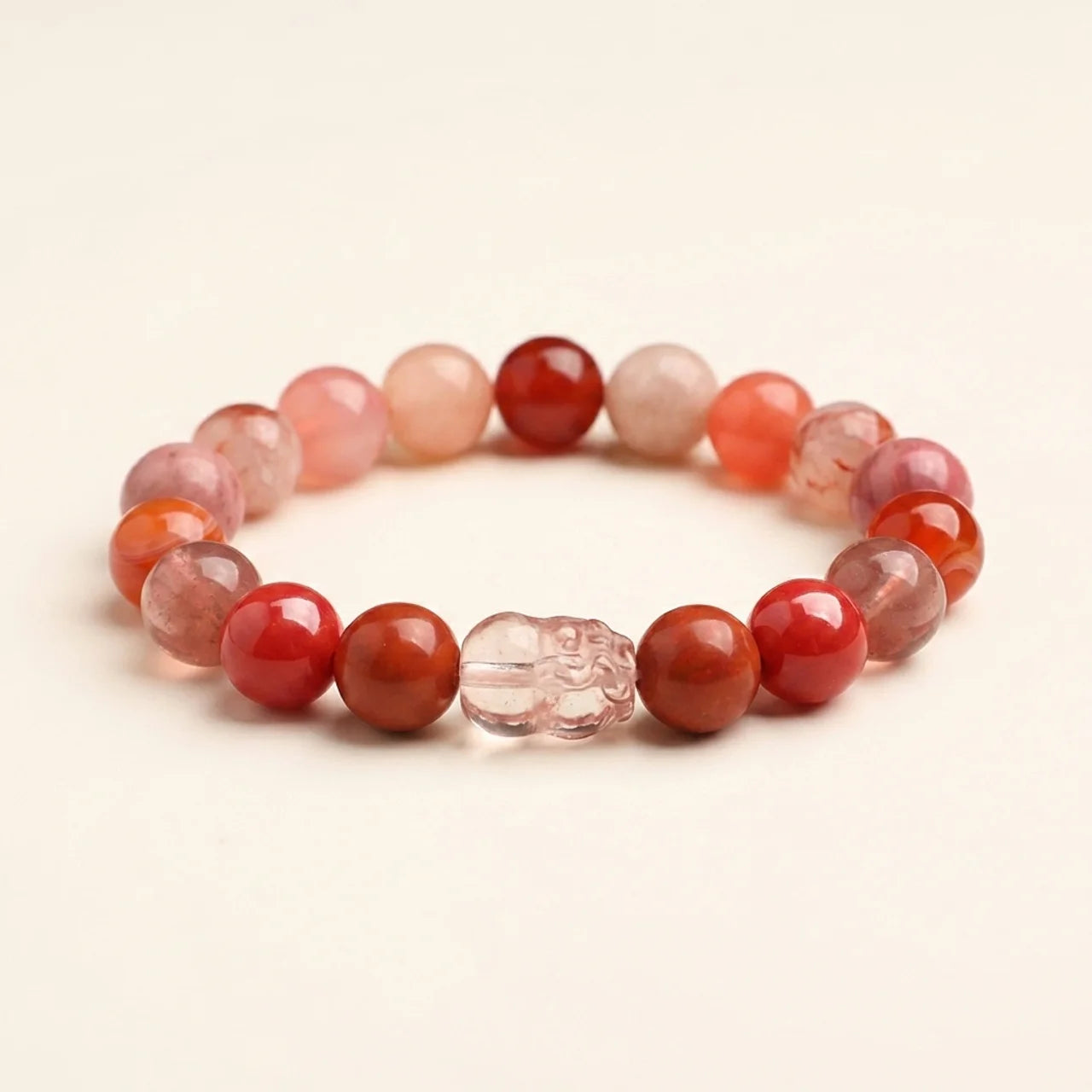 Green Moss Agate Strawberry Quartz Bracelet